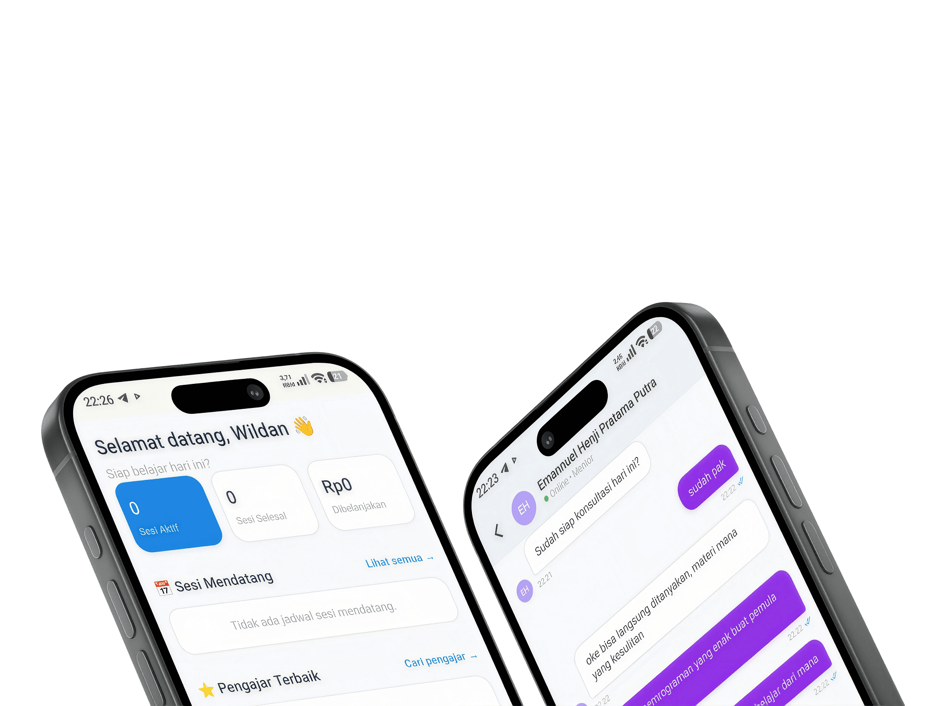 Tampilan aplikasi KuTanya di handphone